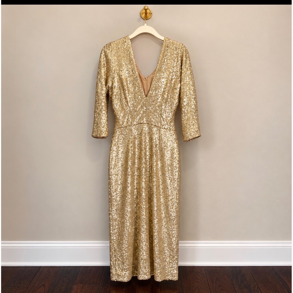 Dress The Population Alessandra Gold Sequin Gown Midi XL